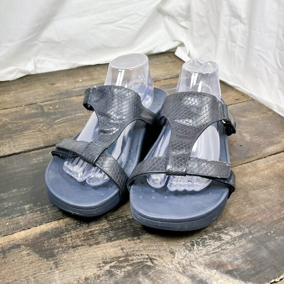 Vionic Ellie Wedge Sandal Womens 11 Navy Blue Orthotic Arch Walking Adjustable - Picture 3 of 10